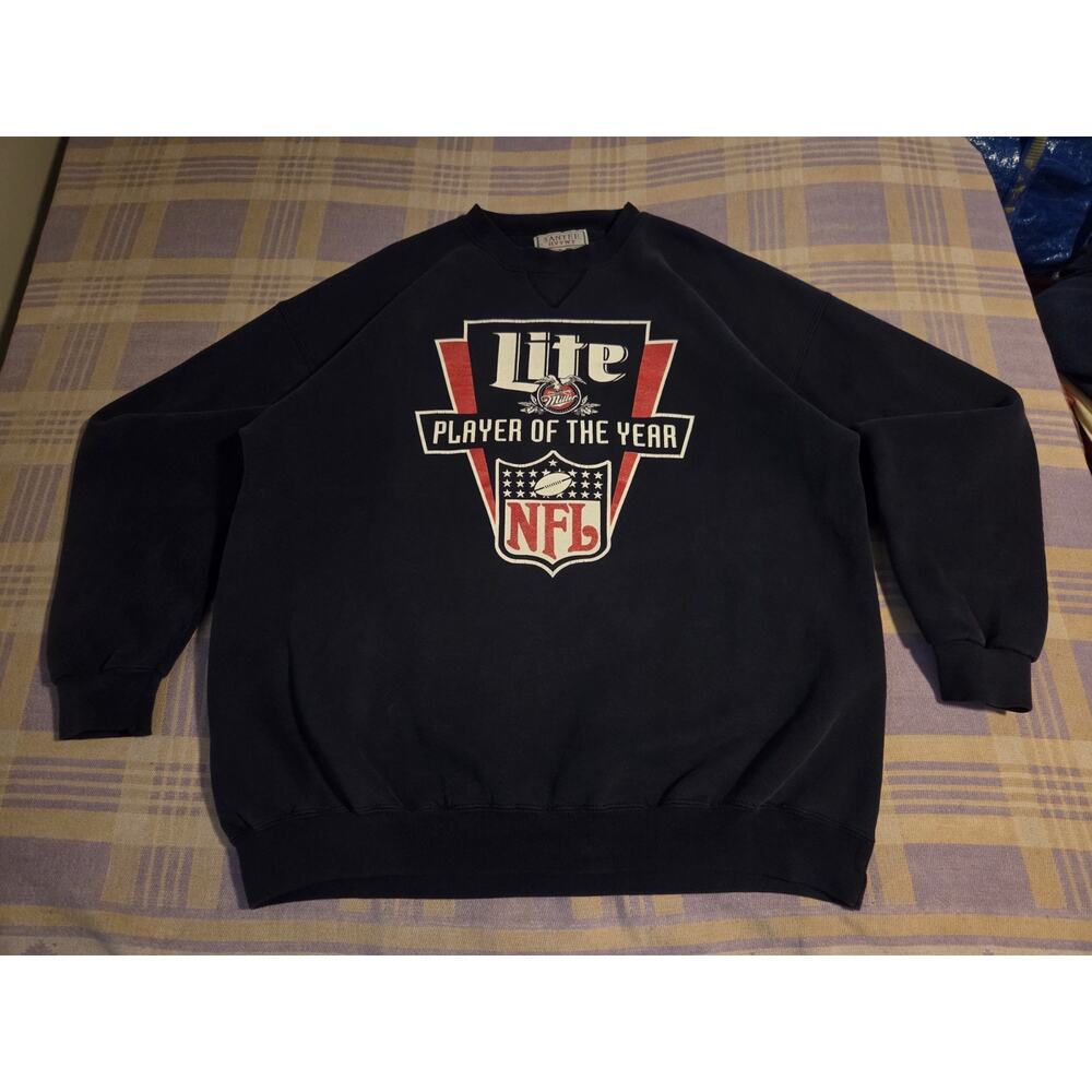 Vintage 90s NFL Miller Lite Sweatshirt Player Of The Year XL Football Rare Beer
